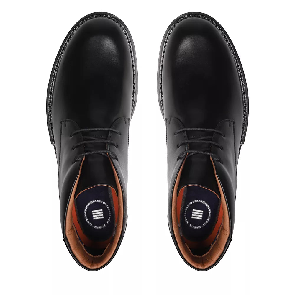 BOTA DERBY MASCULINA CASUAL EM COURO PRETO